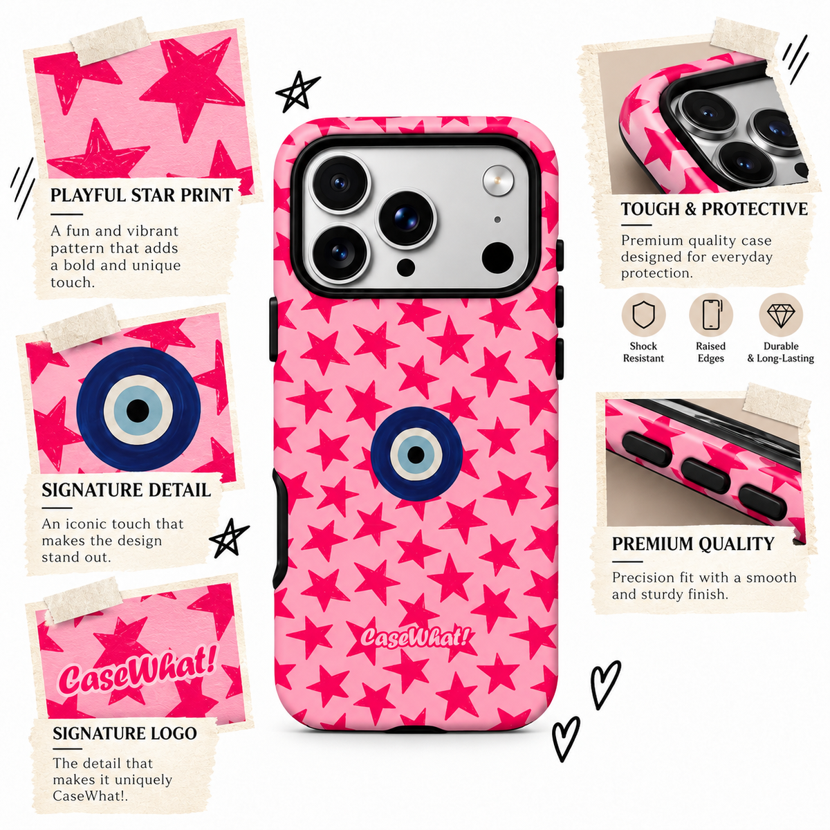 Pink Starry Evil Eye Premium Phone Case