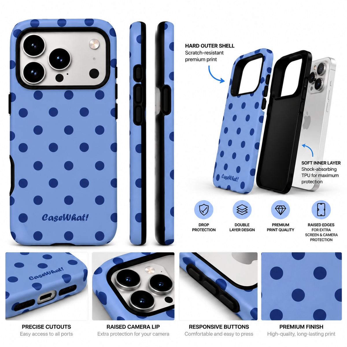 Bluberry Polka Dots Premium Phone Case