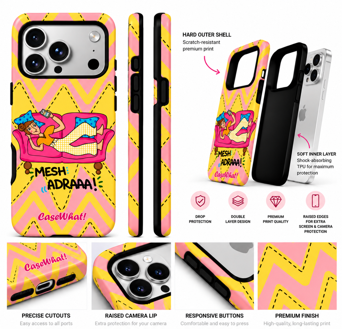 Lazy Girl “Mesh Adraa” Yellow Premium Phone Case