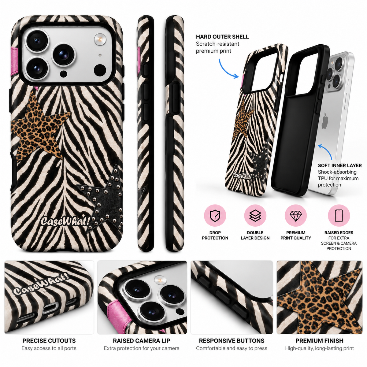 Zebra Glam Tough Premium Phone Case