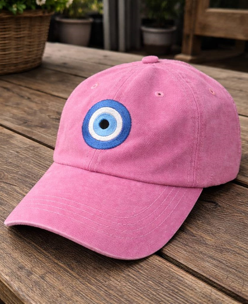 Evil Eye Pink Washed Cap