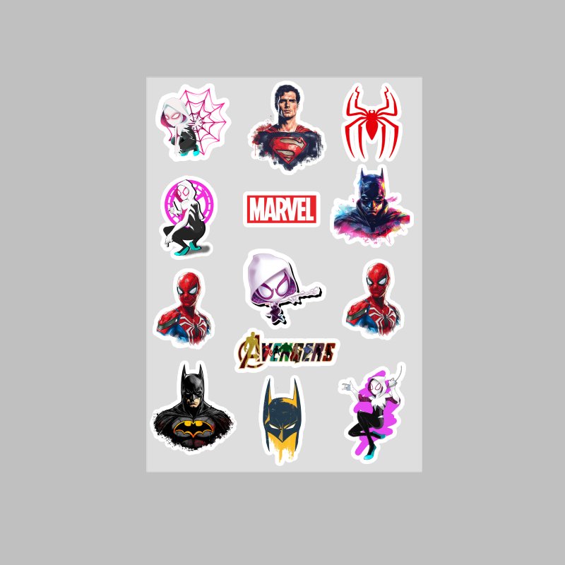 Superheroes Stickers A4 Paper Bundle