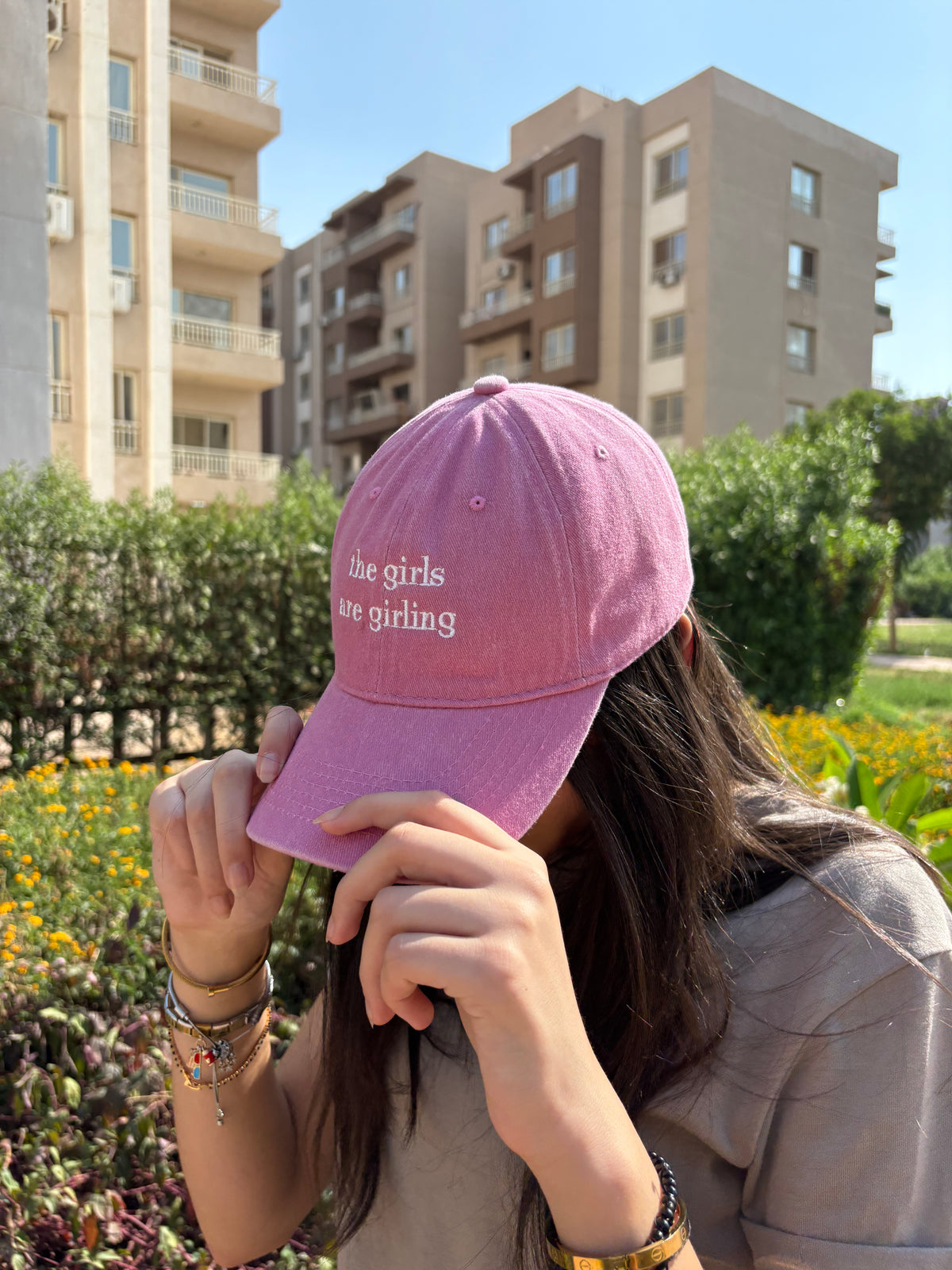 The Girls Are Girling Pink Washed Cap
