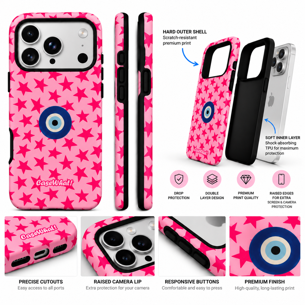 Pink Starry Evil Eye Premium Phone Case