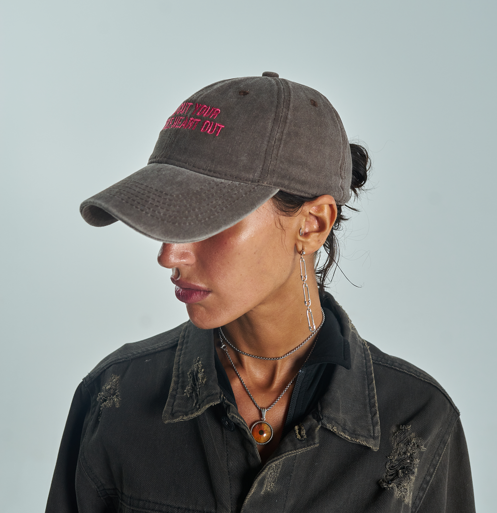 I'll Cut Your Little Heart Out Brown Washed Cap