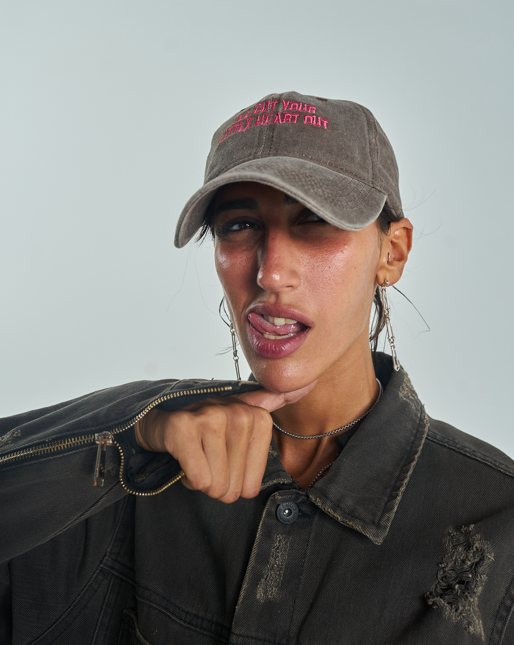 I'll Cut Your Little Heart Out Brown Washed Cap