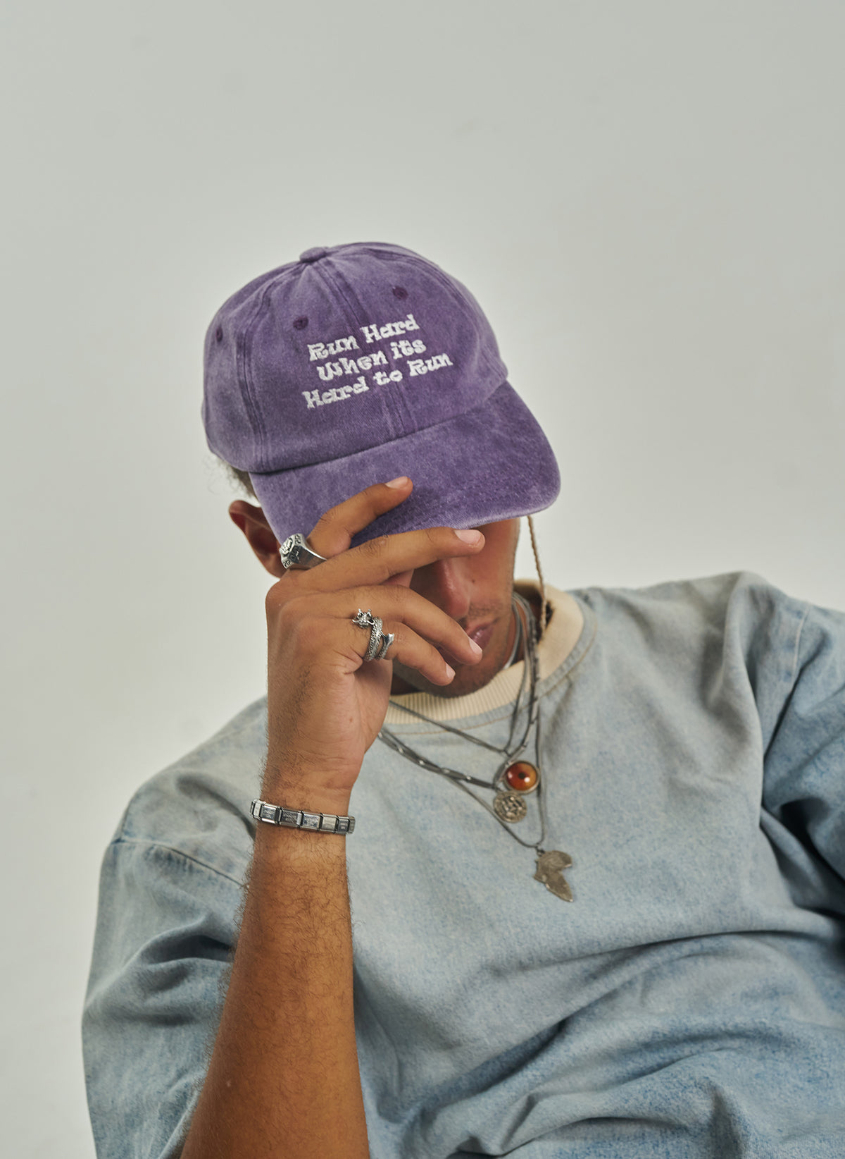 Run Hard Purple Washed Cap