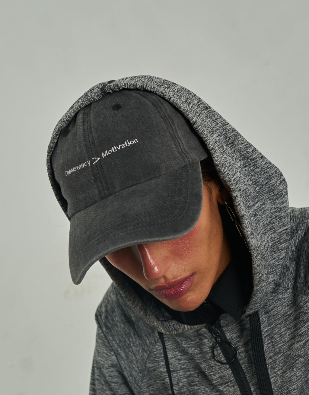 Consistency > Motivation Dark Grey Washed Cap