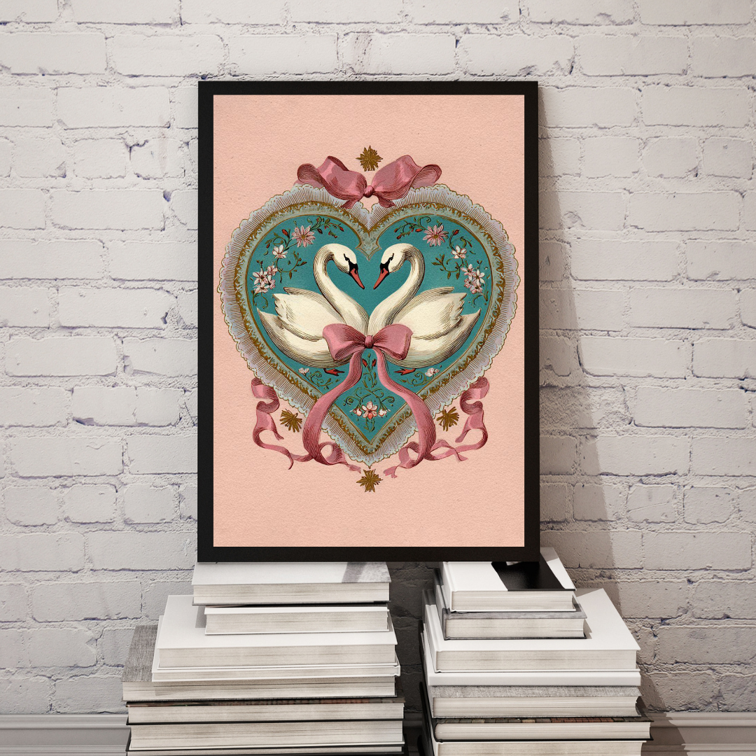 Blush Swan Heart Frame