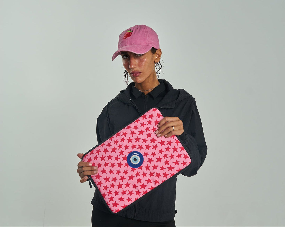 Pink Starry Evil Eye Laptop Sleeve