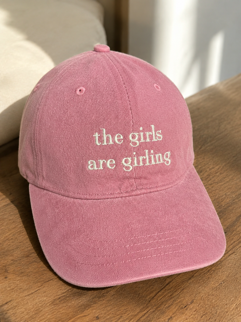 The Girls Are Girling Pink Washed Cap