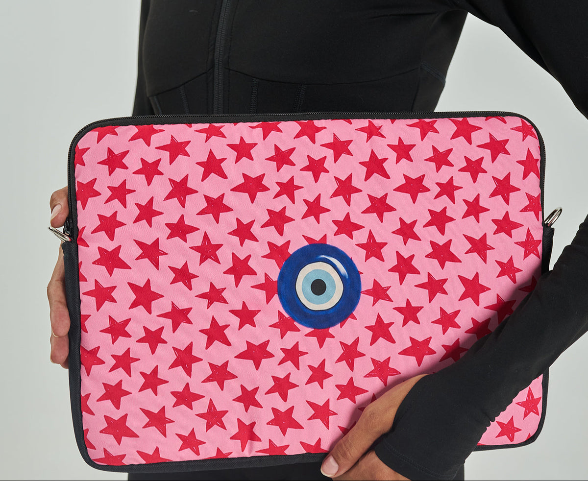 Pink Starry Evil Eye Laptop Sleeve