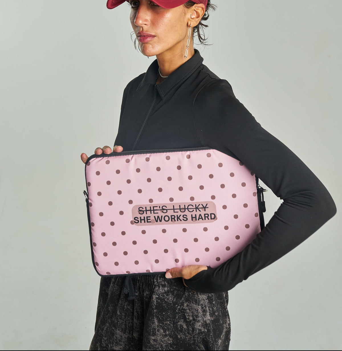 She Works Hard Laptop Sleeve