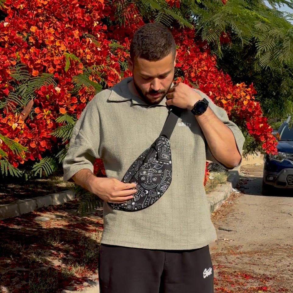 Black Doodle Pop Fanny Pack