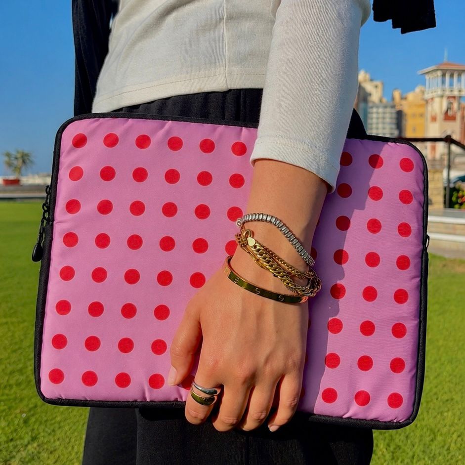 Rosy Polka Dots Laptop Sleeve