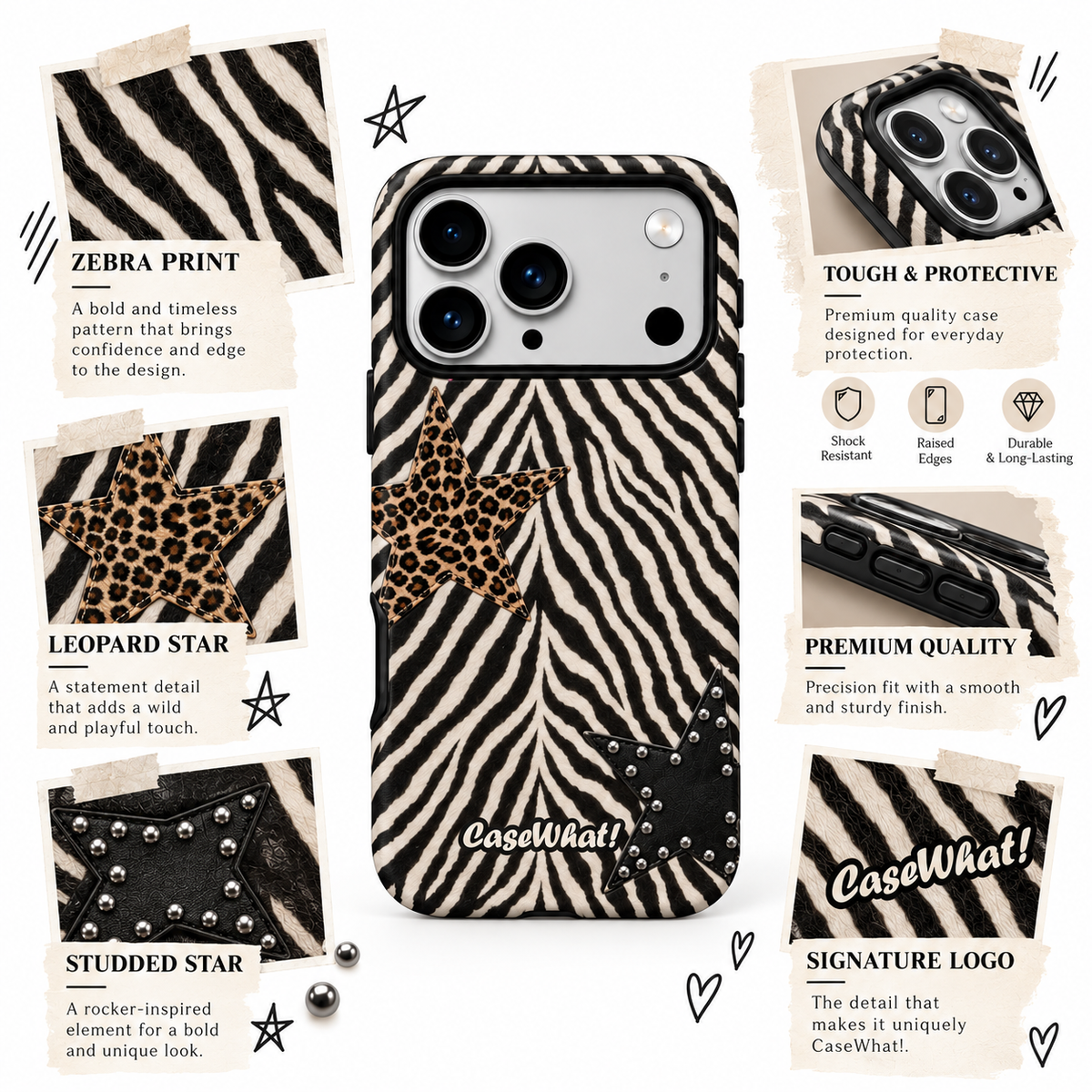 Zebra Glam Tough Premium Phone Case