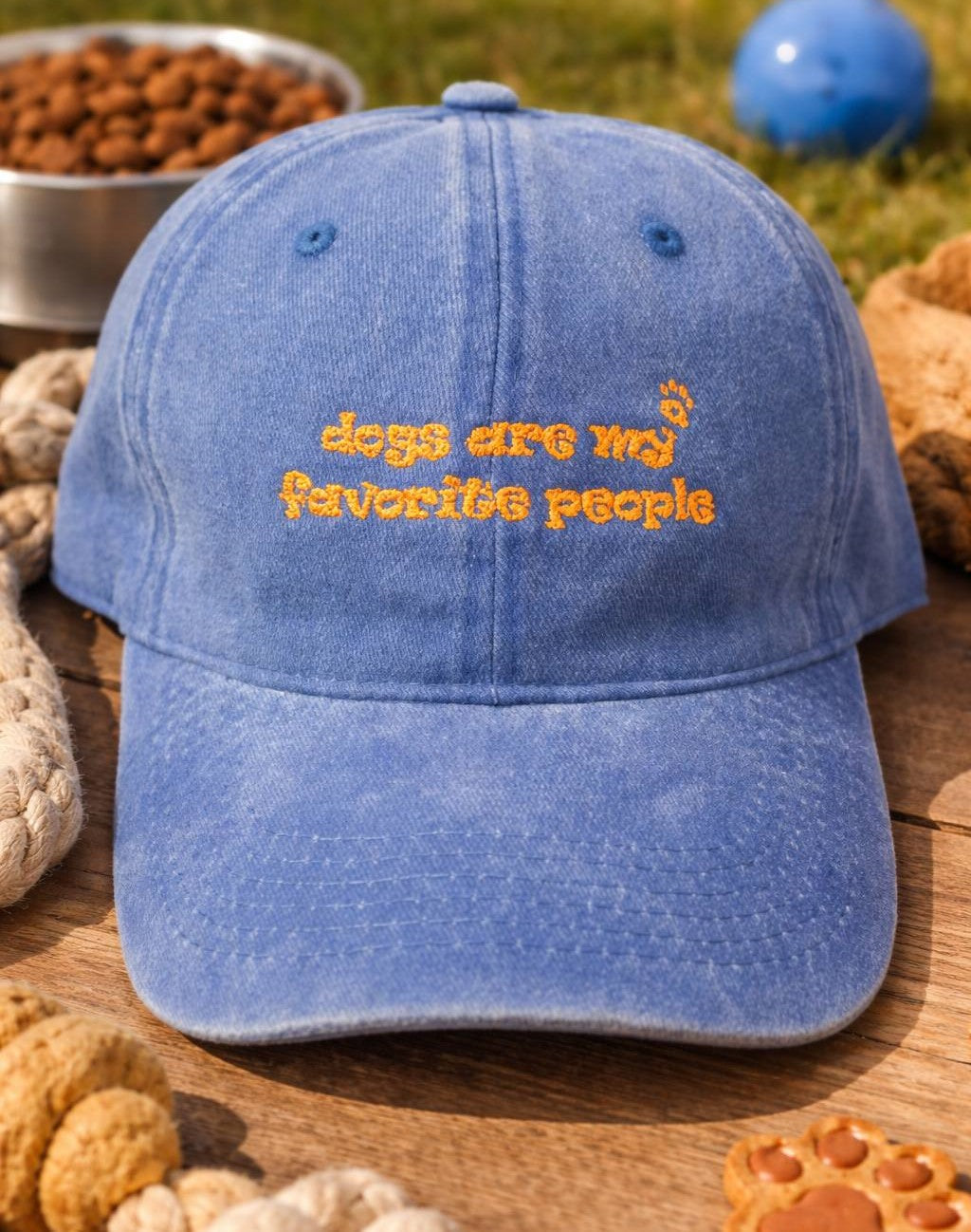 Dogs Are My Favorite People Blue Washed Cap