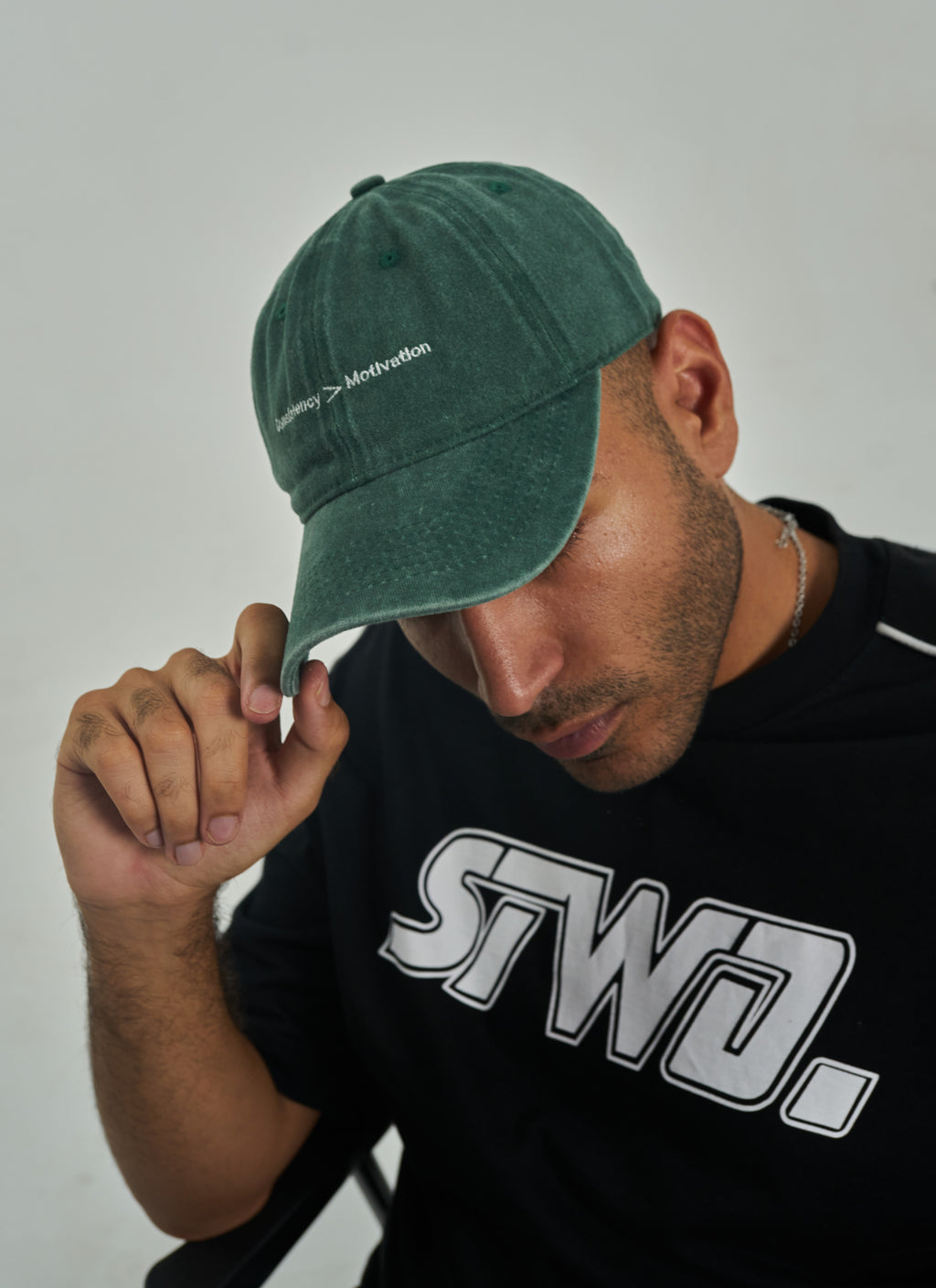 Consistency > Motivation Hunter Green Washed Cap