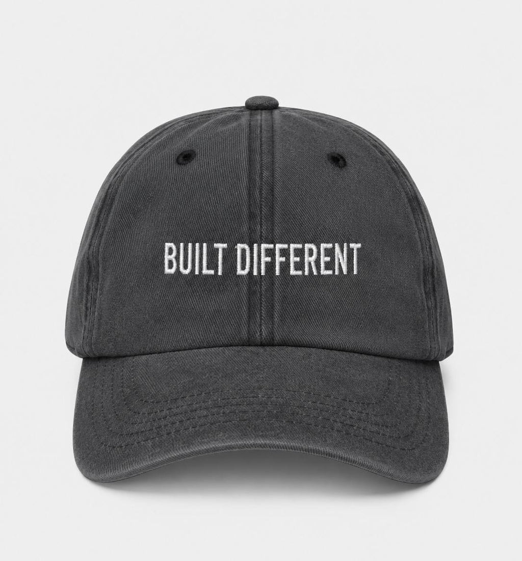 Built Different Dark Grey Washed Cap