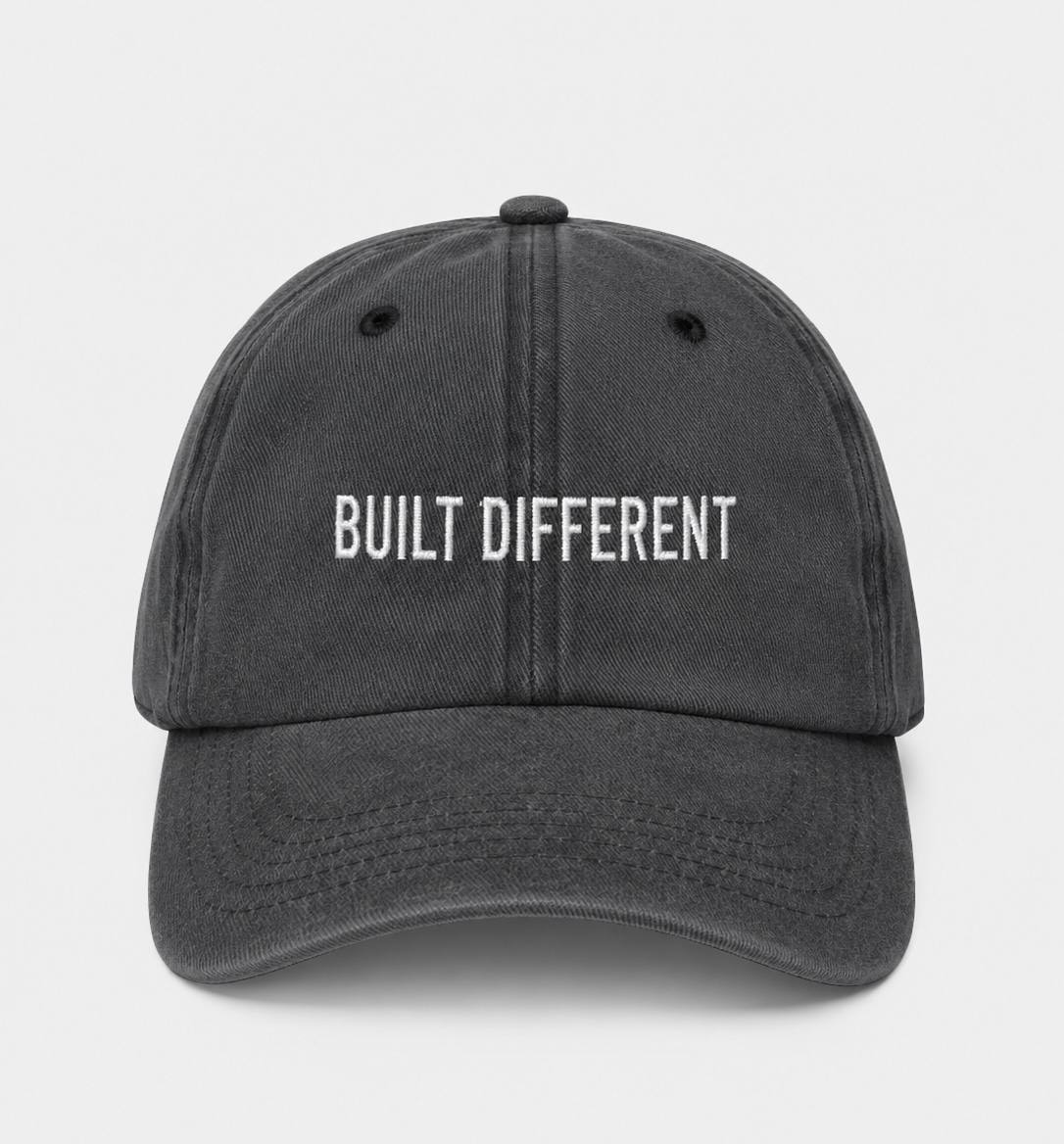 Built Different Dark Grey Washed Cap
