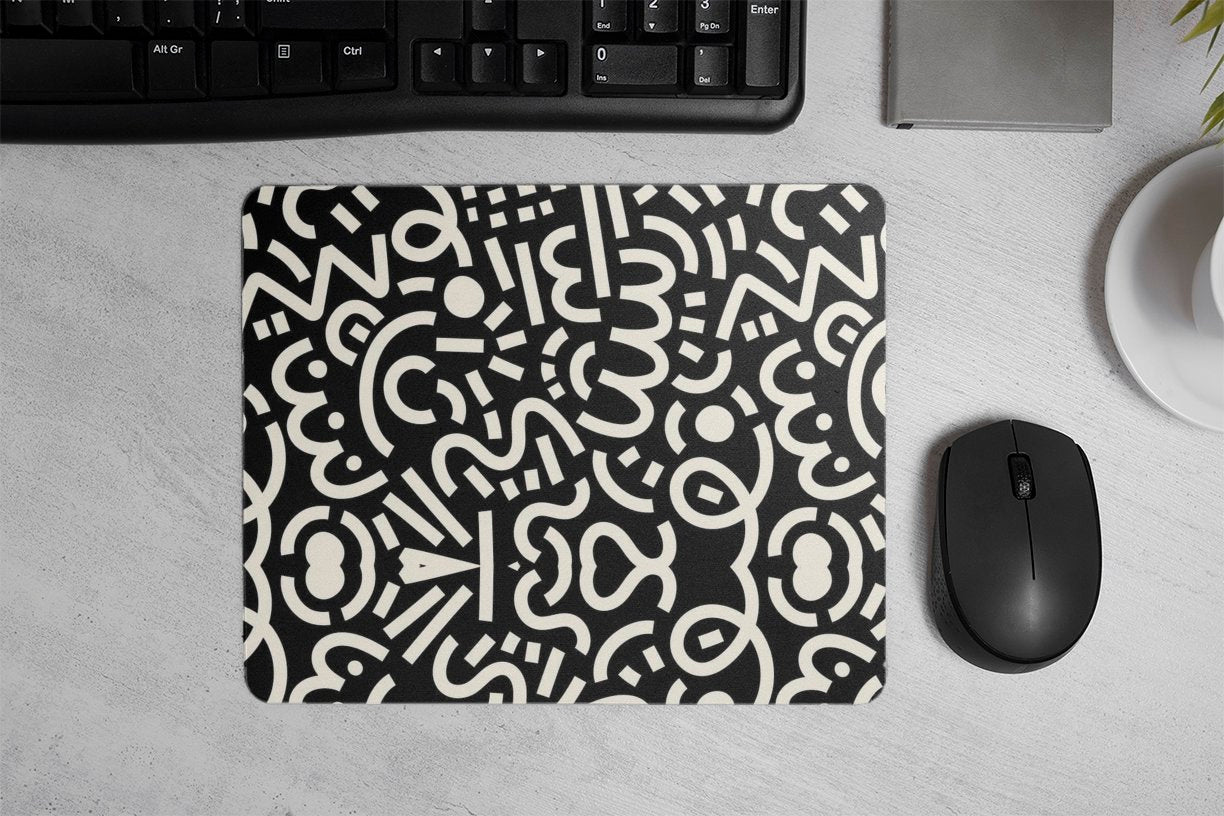 Black & White Doodles Mouse Pad
